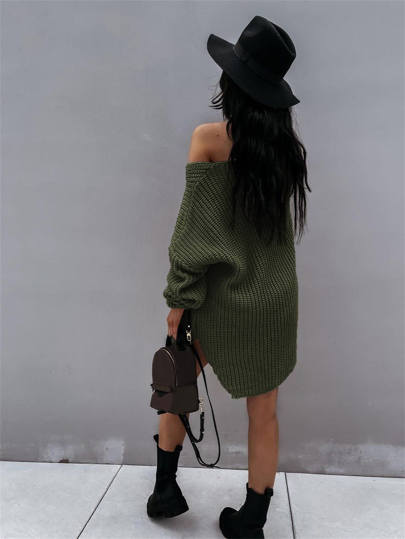 lantern sleeve knitted v neck sweater autumn and winter new knitted v neck sweater womens clothing details 2