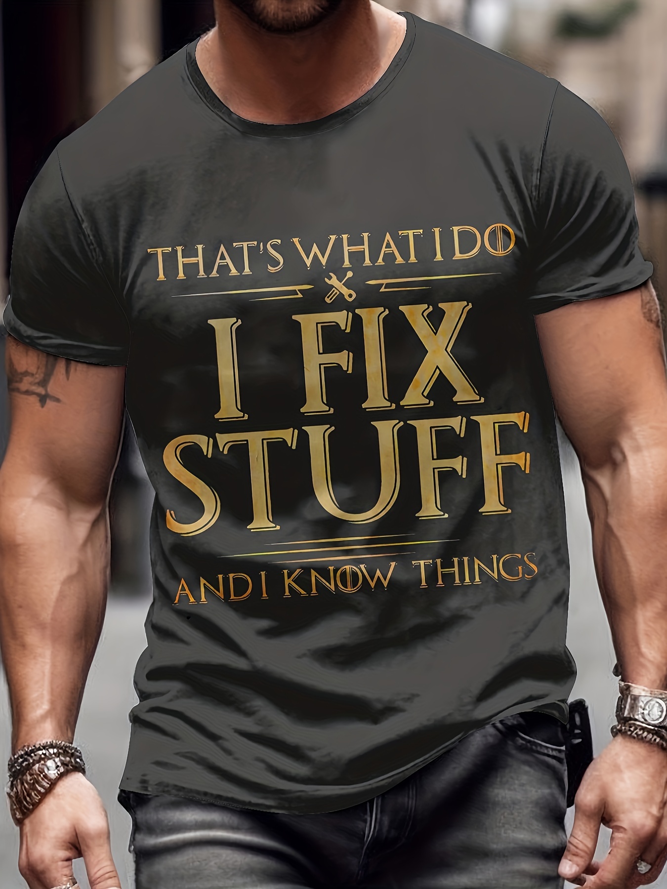 fix stuff slogan 3d digital pattern print graphic mens t shirts causal tees short sleeves comfortable pullover tops mens summer clothing details 5