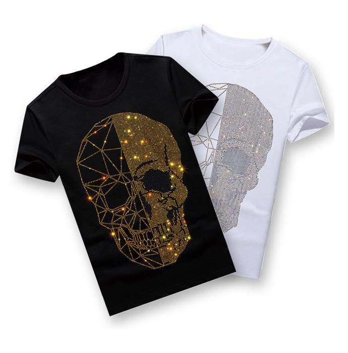 rhinestone various skull pattern print mens t shirt halloween style graphic slight stretch tee mens summer clothes mens outfits details 5