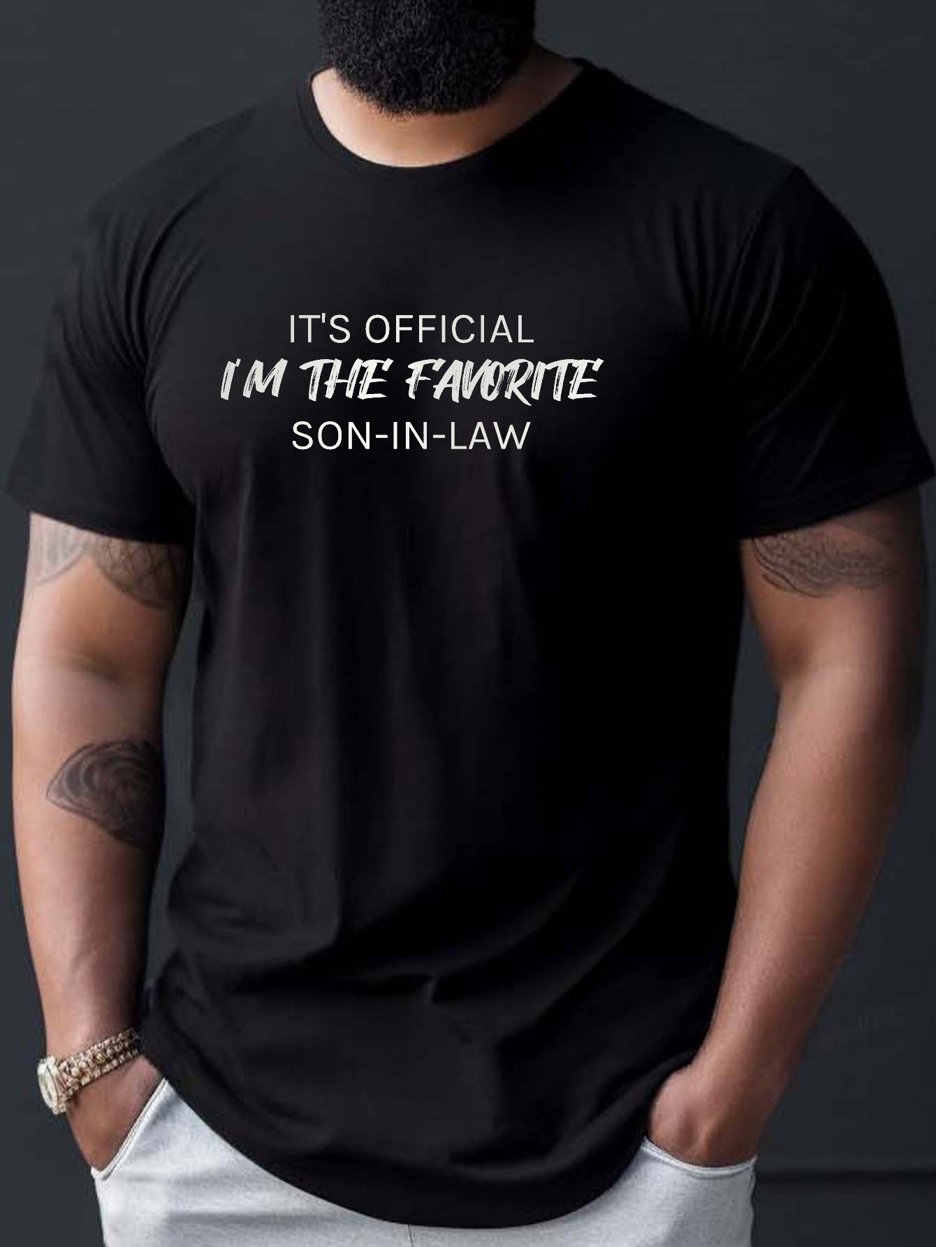 im the favorite son in law print t shirt tees for men casual short sleeve t shirt for summer details 5