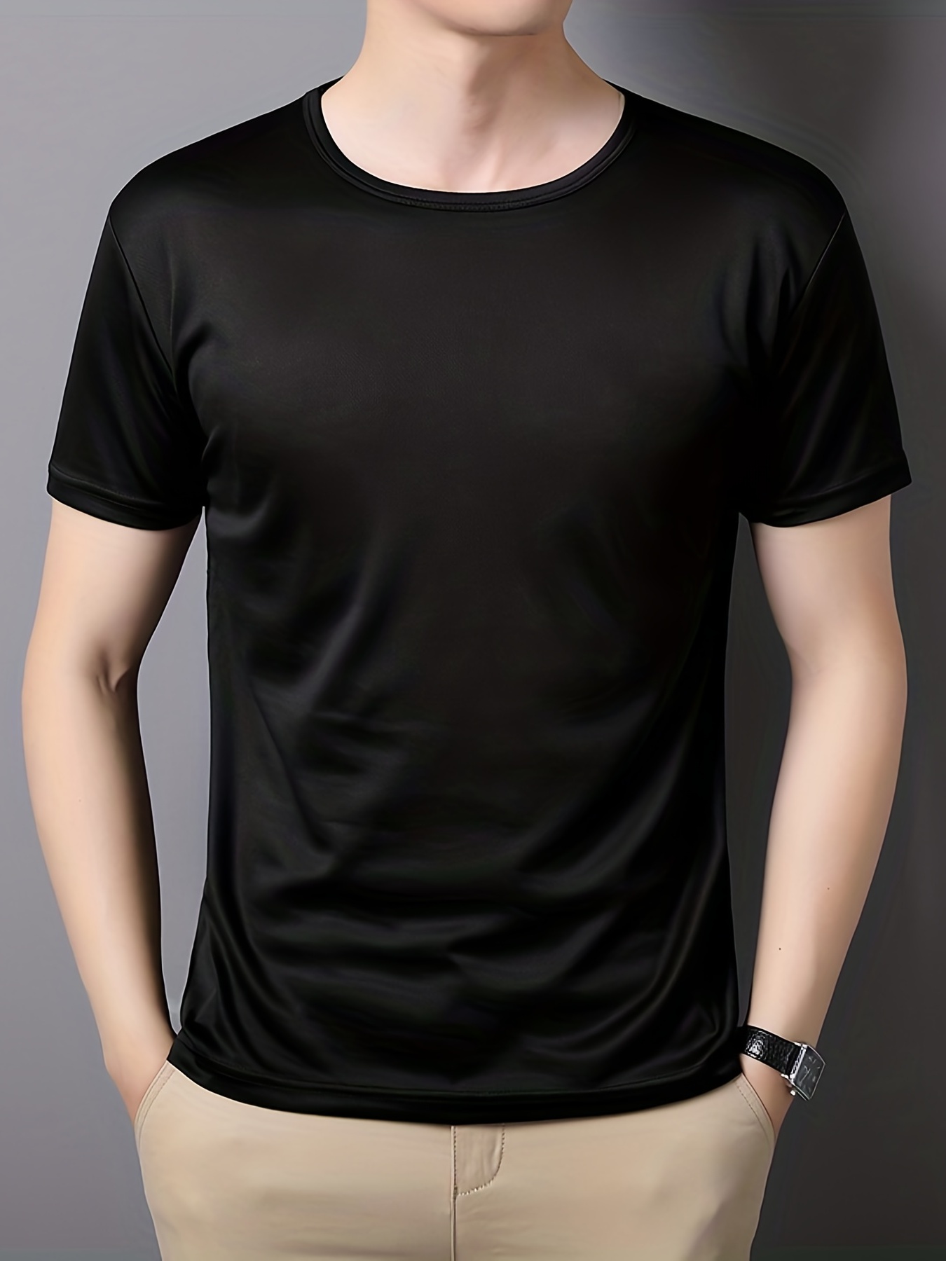 mens quick dry solid color comfy t shirt mens summer outdoor clothes mens clothing tops for men details 2