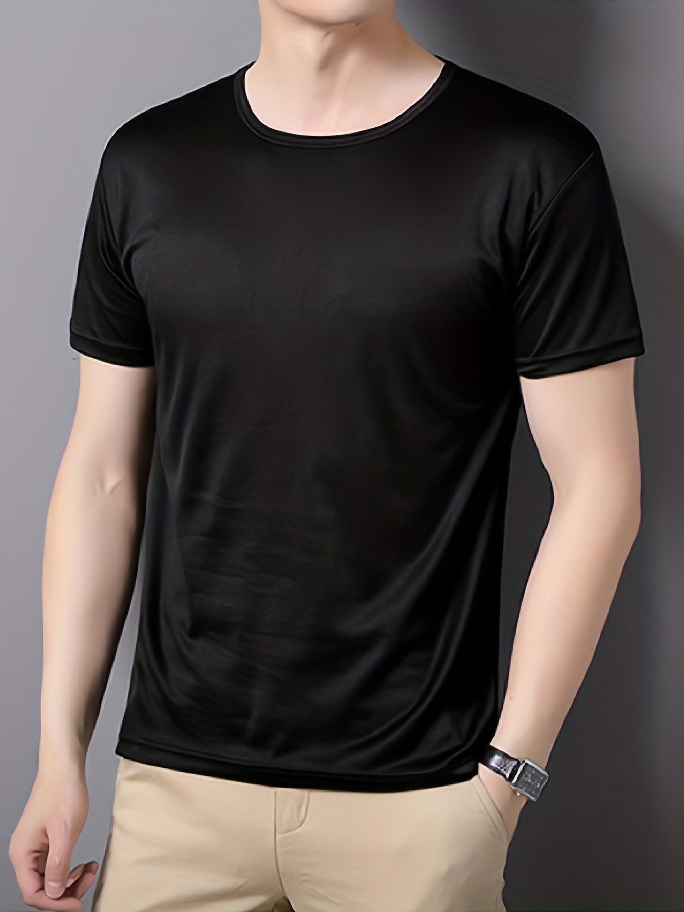 mens quick dry solid color comfy t shirt mens summer outdoor clothes mens clothing tops for men details 3