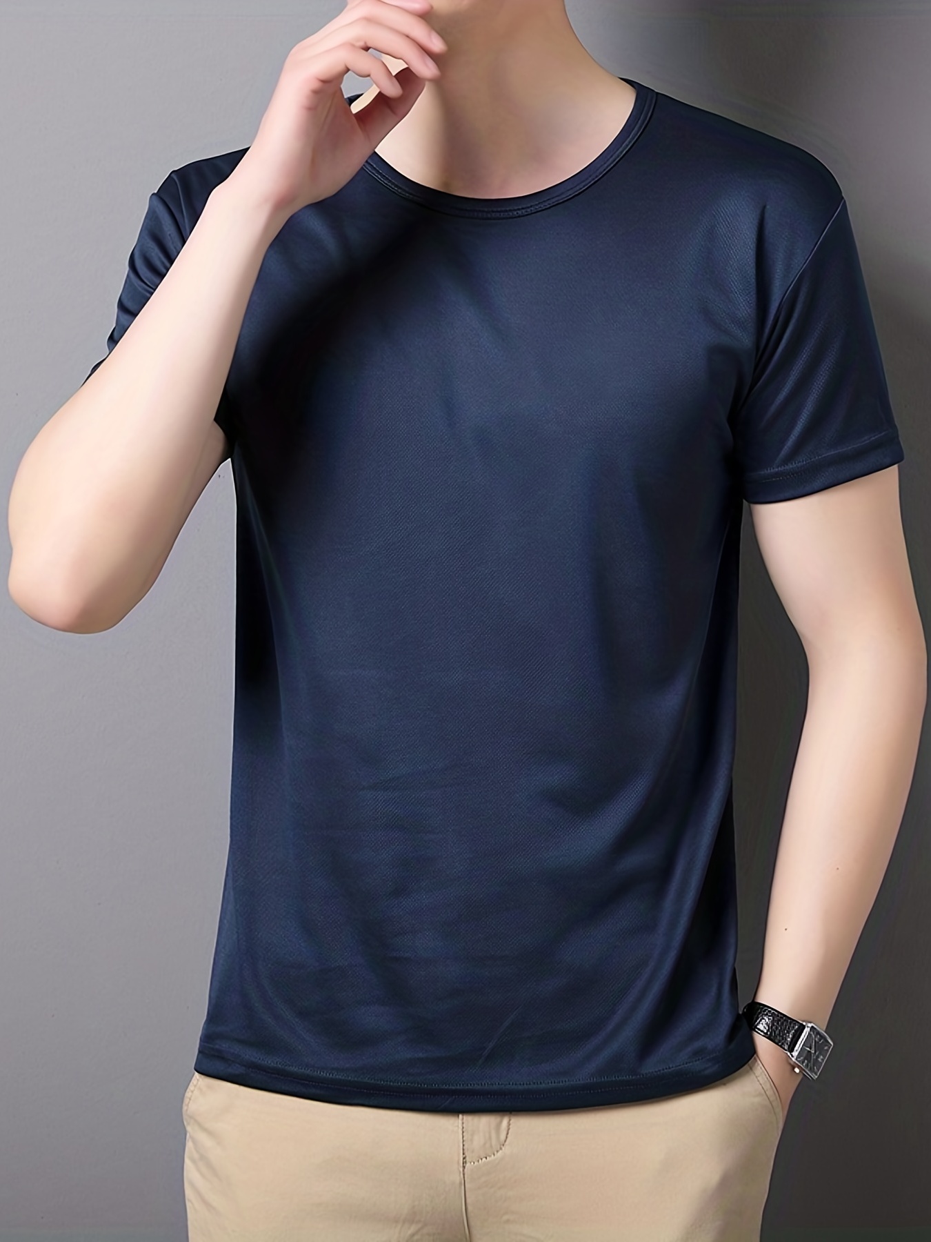 mens quick dry solid color comfy t shirt mens summer outdoor clothes mens clothing tops for men details 10