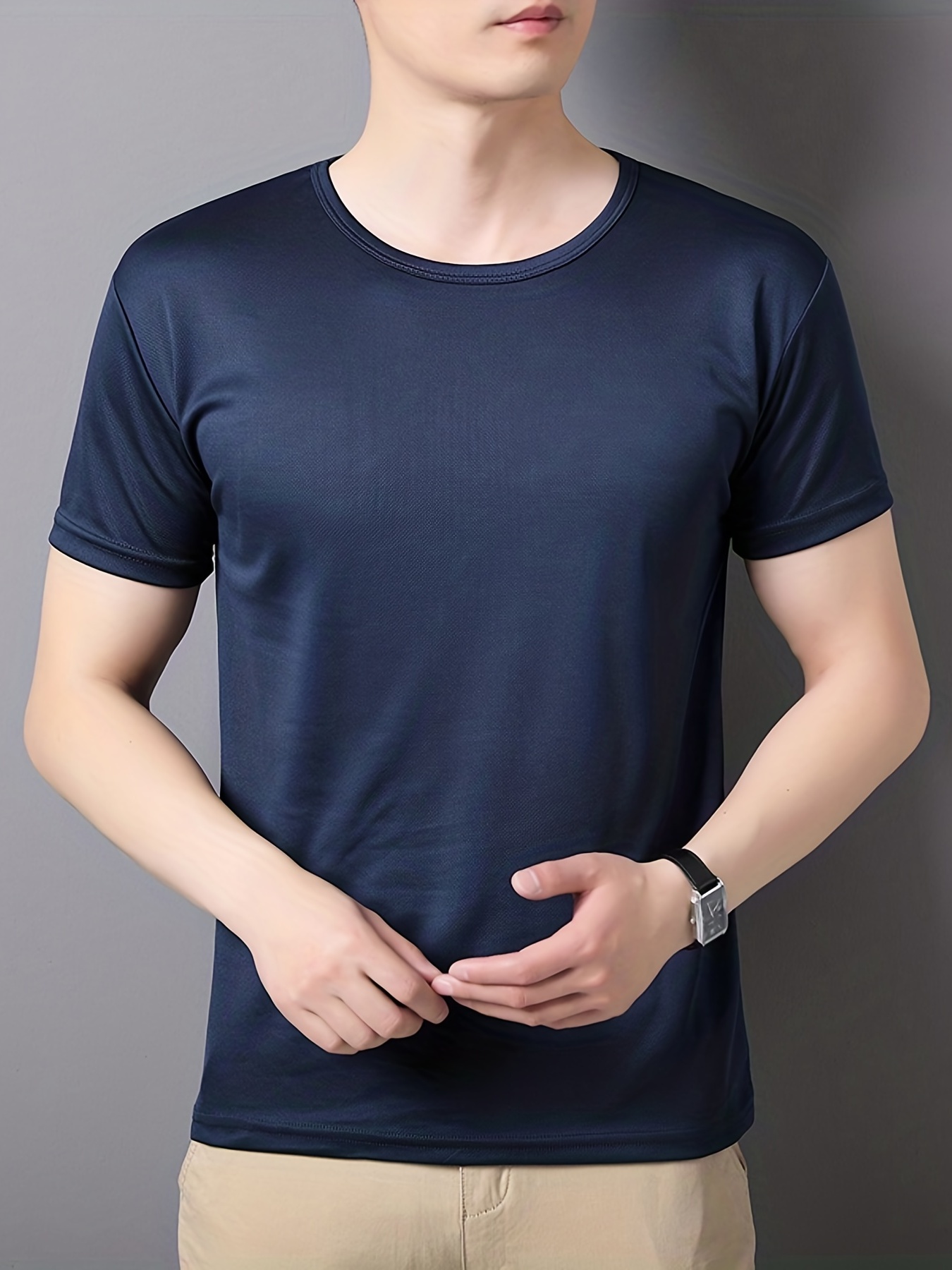 mens quick dry solid color comfy t shirt mens summer outdoor clothes mens clothing tops for men details 12