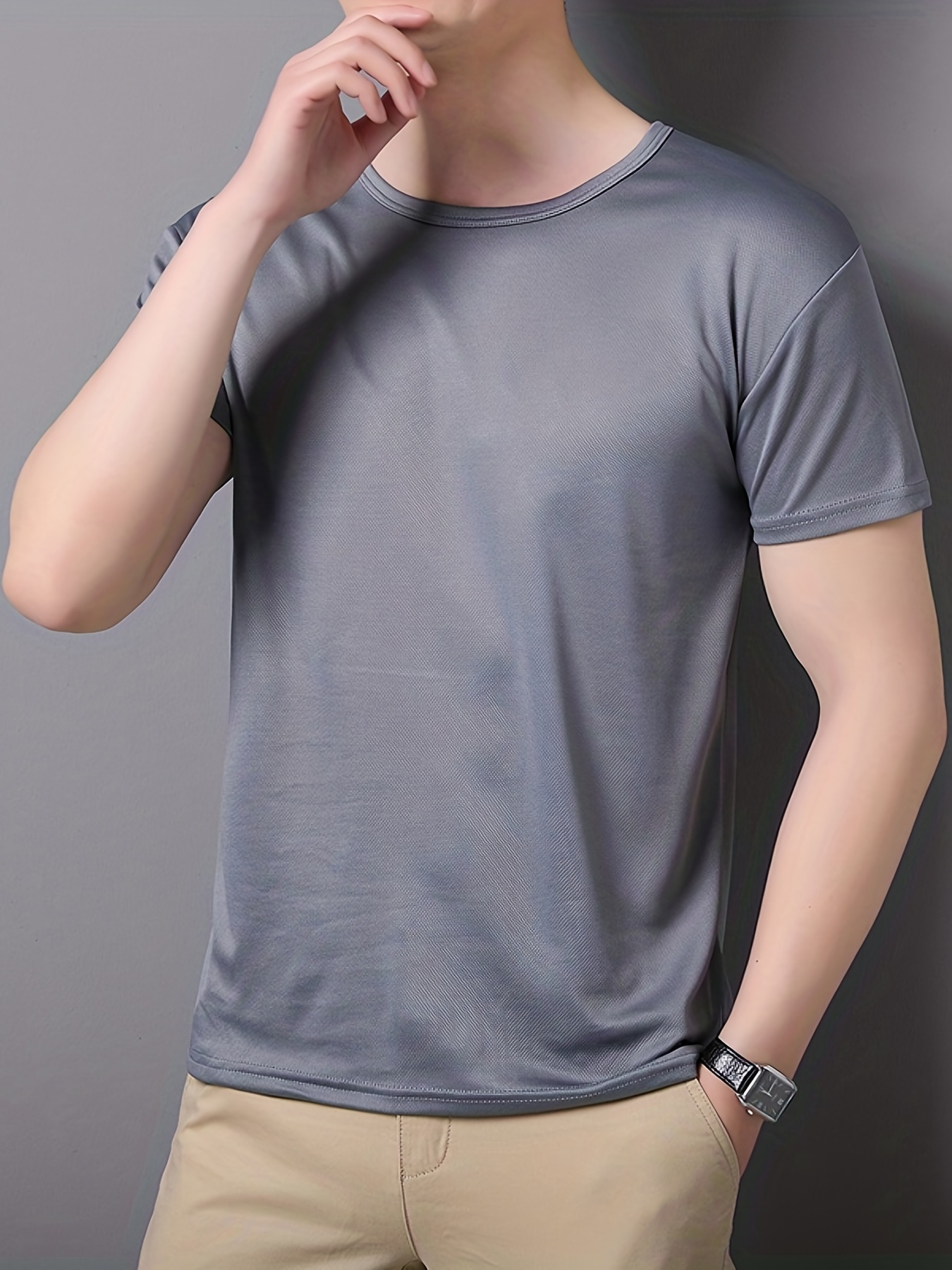 mens quick dry solid color comfy t shirt mens summer outdoor clothes mens clothing tops for men details 15