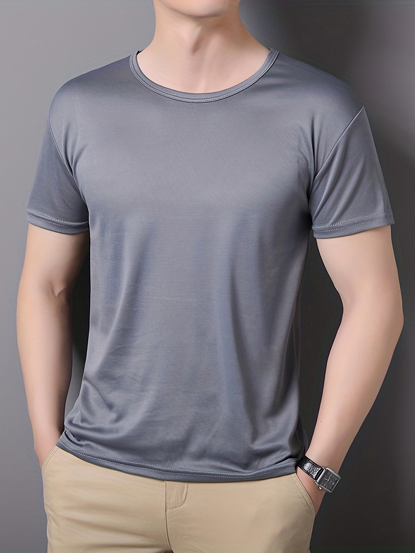 mens quick dry solid color comfy t shirt mens summer outdoor clothes mens clothing tops for men details 17