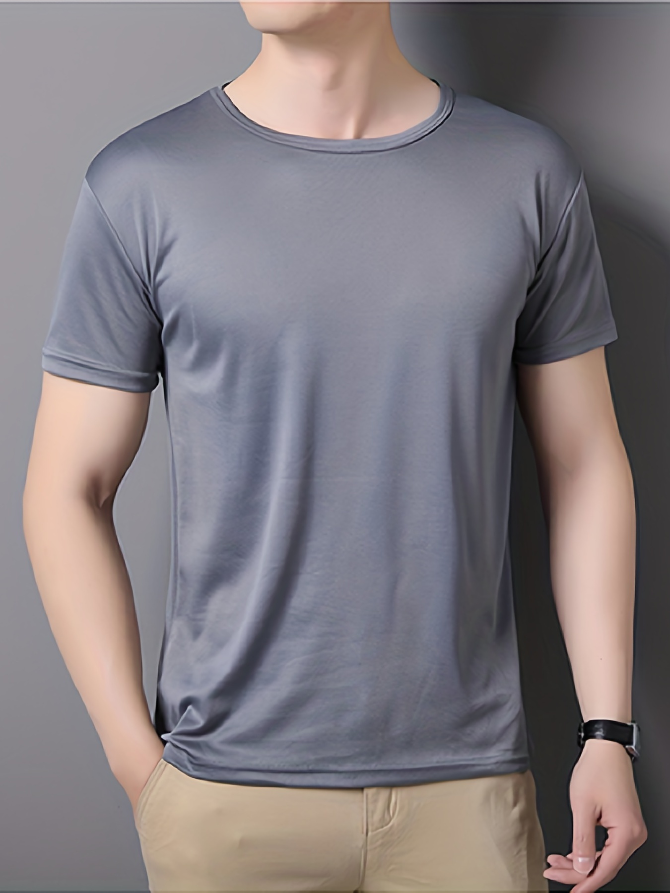 mens quick dry solid color comfy t shirt mens summer outdoor clothes mens clothing tops for men details 18