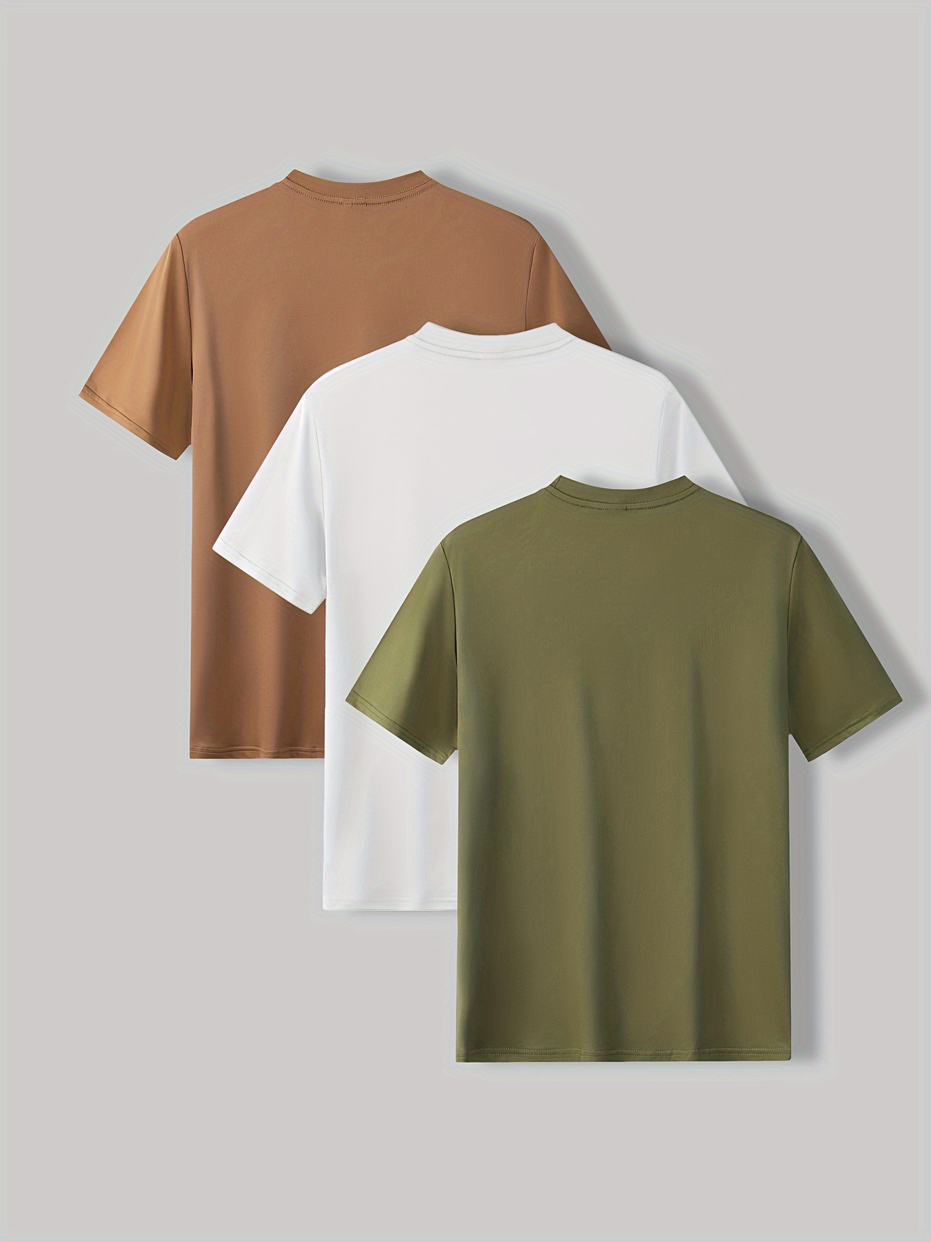 3pcs solid stretch mens casual short sleeve round neck t shirts set summer mens clothing details 6