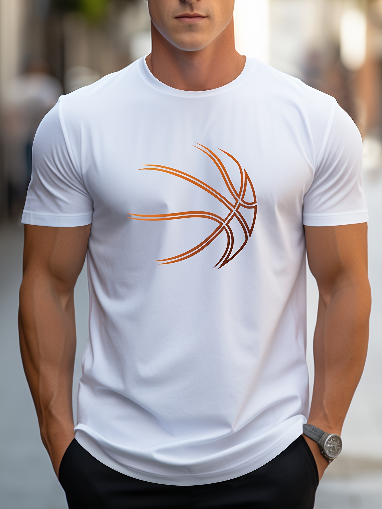 basketball graphic print mens creative top casual short sleeve crew neck t shirt mens clothing for summer outdoor details 7