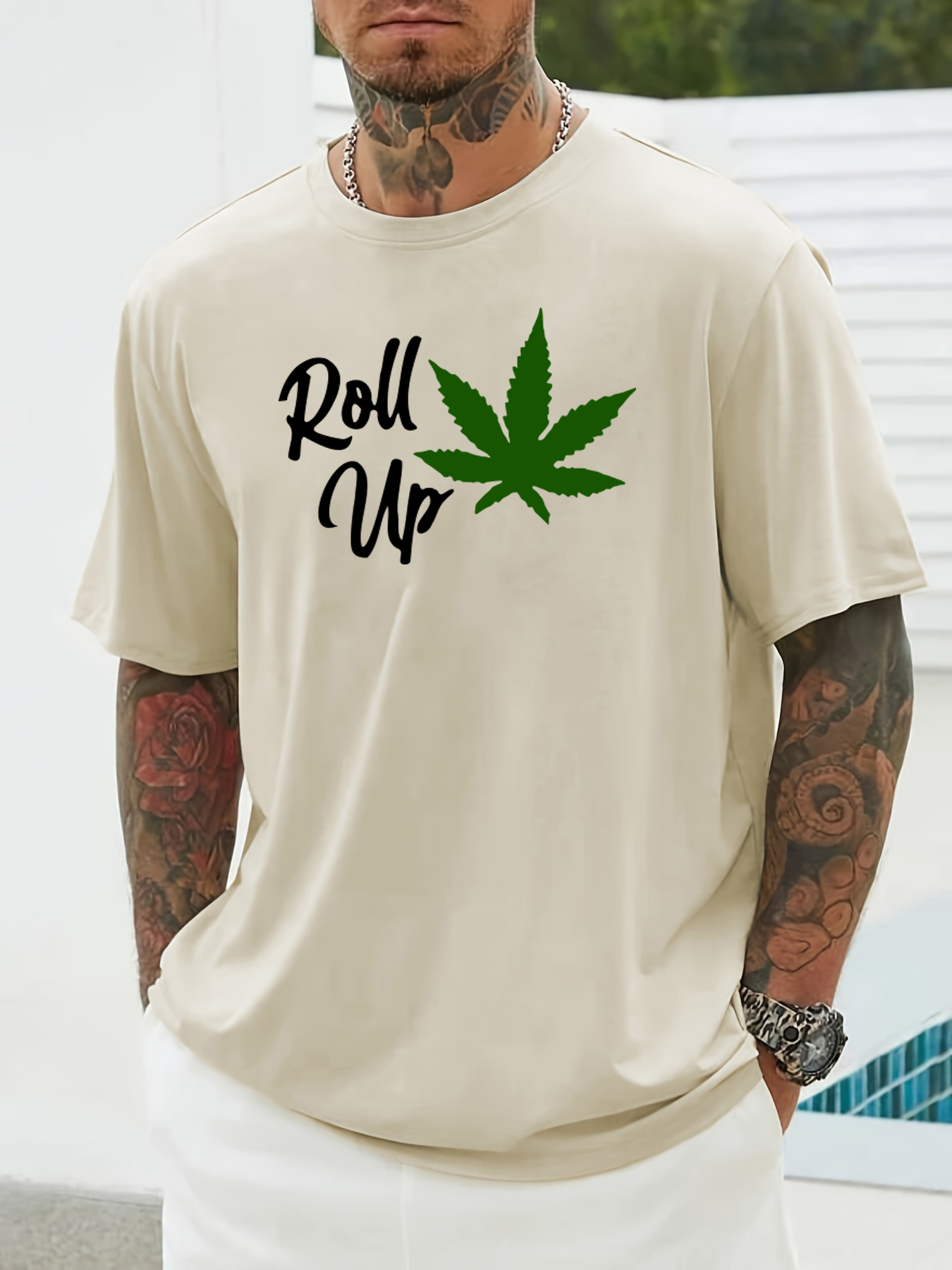 tees for men roll up leaf print t shirt casual short sleeve tshirt for summer spring fall tops as gifts details 0