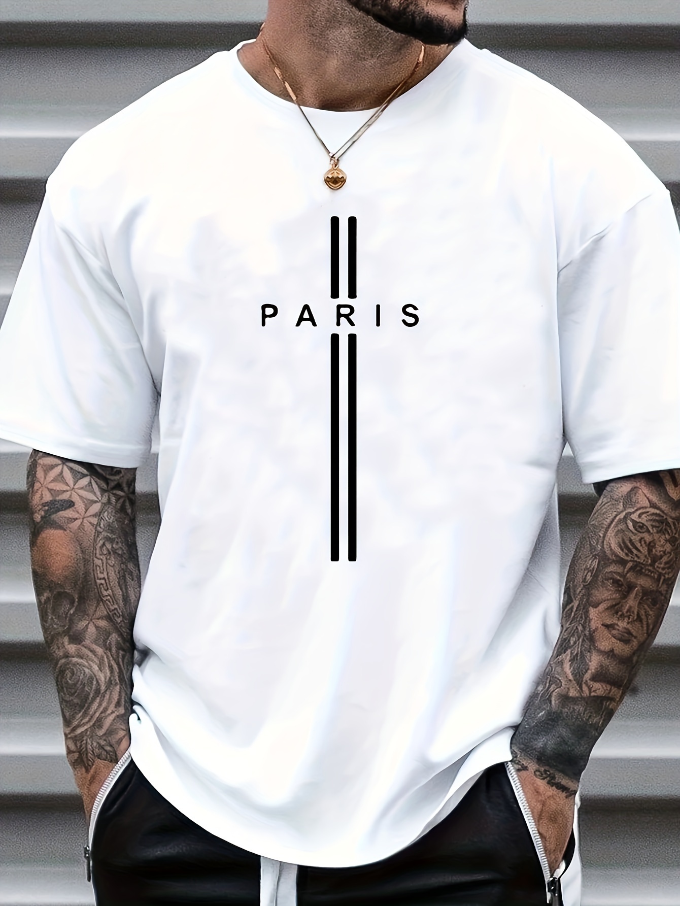 paris print mens graphic design crew neck active t shirt casual comfy tees tshirts for summer mens clothing tops for daily gym workout details 6