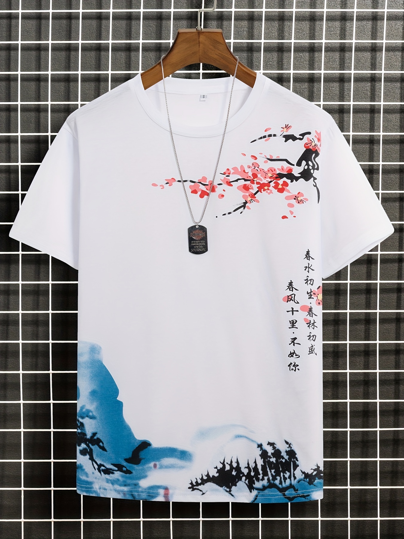 mens ink landscape print trendy t shirt crew neck short sleeve tops graphic tee mens clothes summer mens outfits details 15