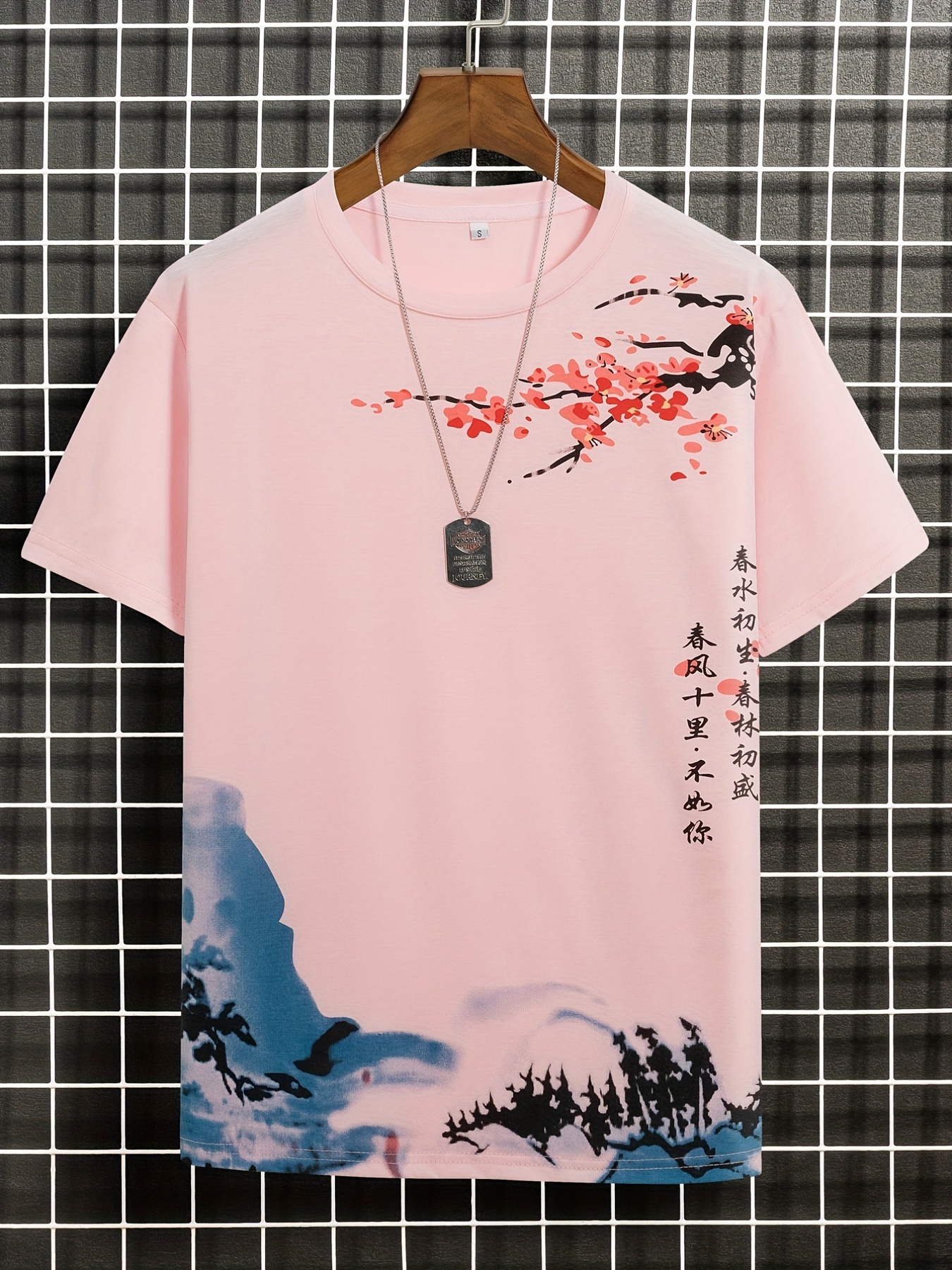 mens ink landscape print trendy t shirt crew neck short sleeve tops graphic tee mens clothes summer mens outfits details 28