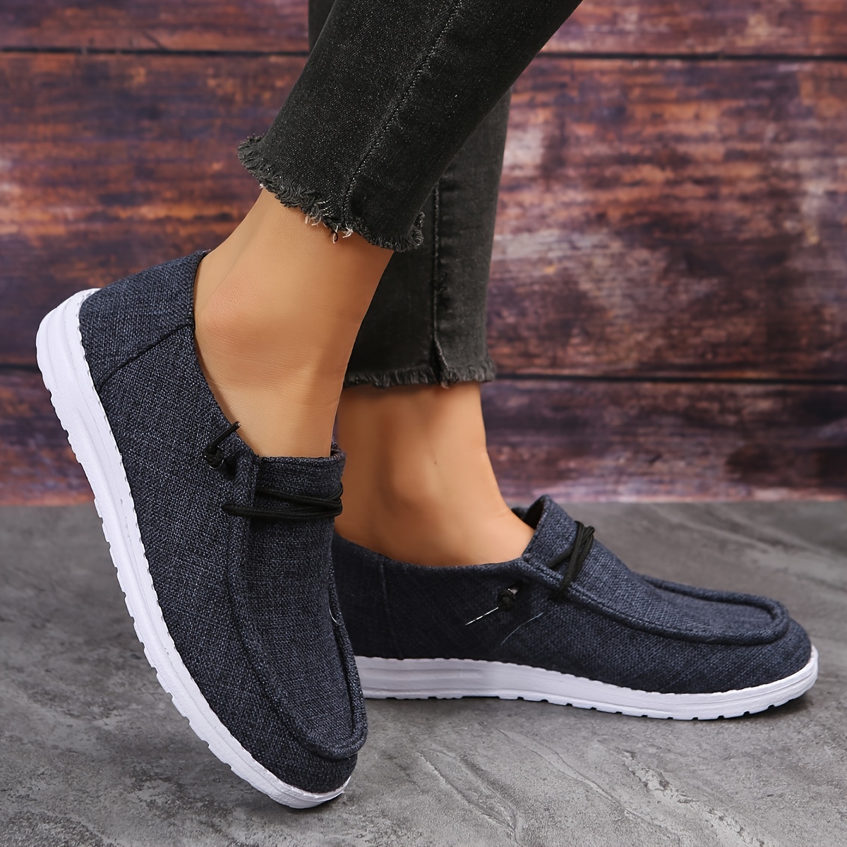 womens lightweight canvas shoes solid color lace up low top comfy casual sneakers womens walking shoes details 6