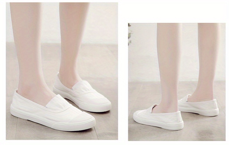 Women s Slip On Canvas Shoes, Casual Contrast Color Low Top Flat Shoes, Lightweight All-Match Walking Shoes details 10