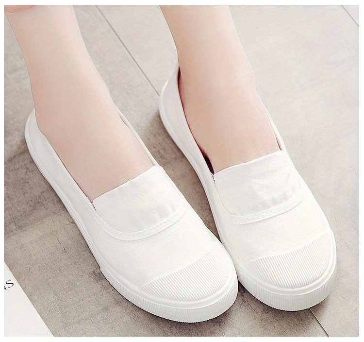 Women s Slip On Canvas Shoes, Casual Contrast Color Low Top Flat Shoes, Lightweight All-Match Walking Shoes details 11