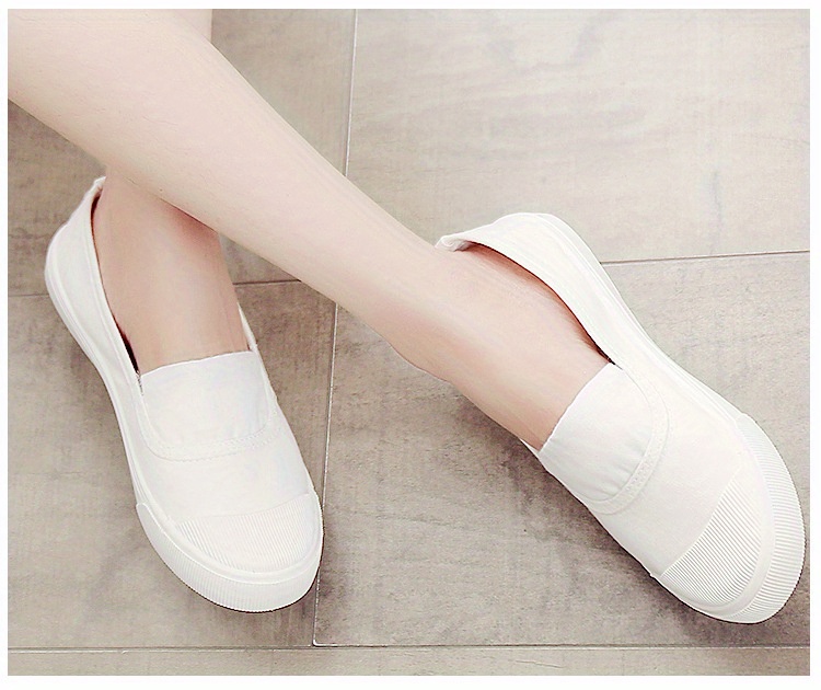 Women s Slip On Canvas Shoes, Casual Contrast Color Low Top Flat Shoes, Lightweight All-Match Walking Shoes details 12