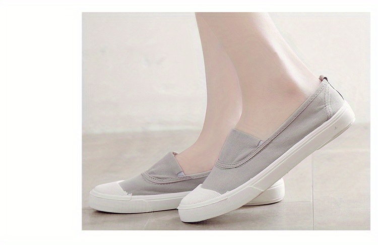 Women s Slip On Canvas Shoes, Casual Contrast Color Low Top Flat Shoes, Lightweight All-Match Walking Shoes details 22