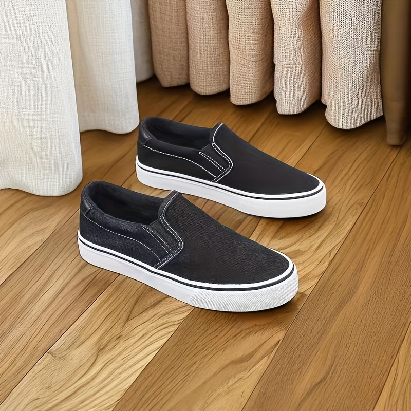 womens unisex solid color canvas shoes casual slip on outdoor shoes comfortable low top shoes details 2