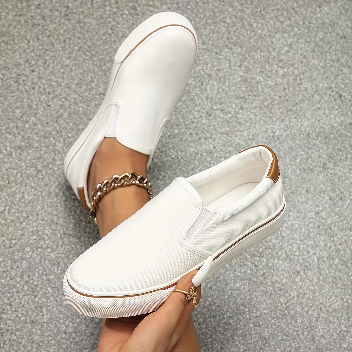 womens simple flat canvas shoes casual slip on outdoor shoes womens comfortable low top shoes details 3