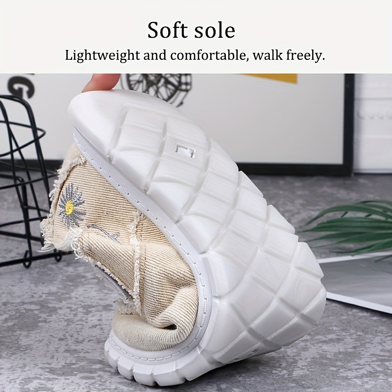 womens solid color casual loafers slip on lightweight soft sole walking comfort shoes low top canvas shoes details 3