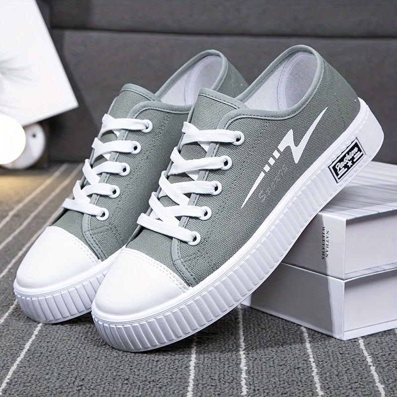 womens solid color casual shoes lace up soft sole lightweight skate shoes low top walking canvas shoes details 6